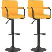 vidaXL Tabouret de bar 2 pcs. jaune moutarde Tissu