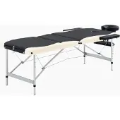 vidaXL Table de massage pliable 3 zones Aluminium Noir et beige