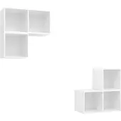 vidaXL Ensemble de 4 armoires TV blanc en bois composite