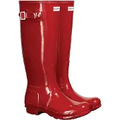 Hunter pour femme. WFT1000RGL Bottes de pluie Original Tall Gloss Wellington rouge (35/36), Plat, Aucun, Casuel, PVC