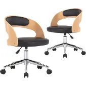 vidaXL Chaise de salle à manger 2 pcs. Pivotantes Noir Bois courbé et similicuir