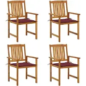 vidaXL Chaises de jardin avec coussins 4 pcs. Bois massif acacia