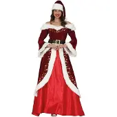 Fiesta Santa Claus Long Dress Woman Costume Rouge M