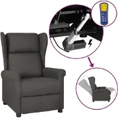 vidaXL Fauteuil à oreilles avec fonction de couchage Électrique Gris foncé Tissu