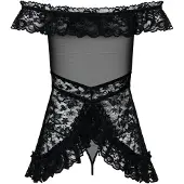 Obsessive - Babydoll à volants avec string - noir - L/XL