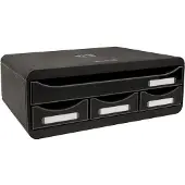 Exacompta Set de tiroirs de bureau Toolbox 4 tiroirs Noir brillant