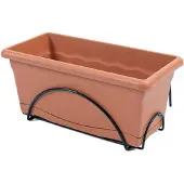 Plastiken Jardiniere 40x20cm Avec Plateau Et Support Balcon - Terracotta