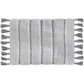 5 Five Tapis de Salle de Bain Gris en Coton avec pompons 50 x 75 cm