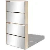 vidaXL Meuble à chaussures 4 étagères avec miroir 63x17x134 cm Chêne