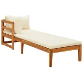vidaXL Bain de soleil avec 1 accoudoir blanc crème Bois massif acacia
