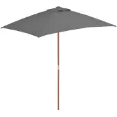 vidaXL Parasol avec mât en bois 150x200 cm Anthracite