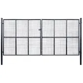 vidaXL Portail de jardin grillagé en acier galvanisé gris 400 x 200 cm