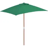 vidaXL Parasol avec mât en bois 150x200 cm Vert