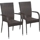 vidaXL Chaises de jardin empilables 2 pcs. Poly rotin brun