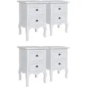 vidaXL Tables de chevet 4 pcs avec 2 tiroirs MDF Blanc