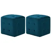 vidaXL 2 pcs Tables de chevet Bleu 30x30x30 cm Tissu velours
