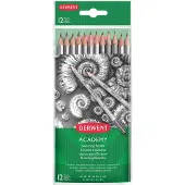 Derwent Set de 12 Crayons Graphite - - Academy Sketching - 5H à 6B - Mixte - Noir