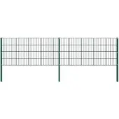 vidaXL Panneau de clôture avec poteaux en fer 349 x 80 cm Vert