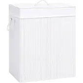 vidaXL Panier à linge avec 2 sections bambou blanc 100 L