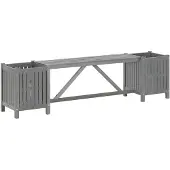 vidaXL Banc de jardin avec 2 bacs à plantes 150 cm Bois massif acacia gris