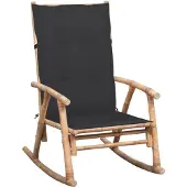 vidaXL Chaise à bascule avec coussin en bambou