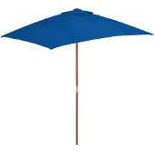 vidaXL Parasol avec mât en bois bleu 150x200 cm