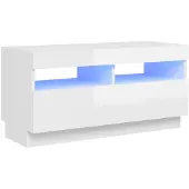 vidaXL Armoire TV avec lampes LED blanc brillant 80x35x40 cm