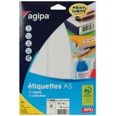 Agipa Apli-Agipa Etiquettes - Adhésif Permanent - Blanc - 97 X 46 Mm 96 Étiquette(S) (16 Feuille(S) X 6 Étiquettes