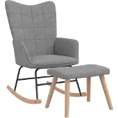 vidaXL Chaise à bascule avec tabouret Gris clair Tissu