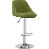 vidaXL Tabouret de bar "Aschbach" en velours (100 % polyester), acier chromé vert clair. Dimensions (L/H/P) 46x103x44 cm