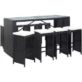 vidaXL Poly Rattan Bar-Set noir Meuble de jardin Lounge Salon de jardin