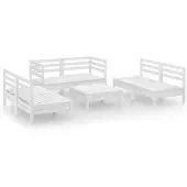 vidaXL Salon de jardin 7 pcs Blanc Bois de pin massif