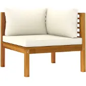 vidaXL Canapé d'angle modulaire avec coussins blanc crème en acacia