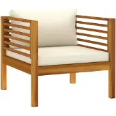 vidaXL Chaise de jardin avec coussin blanc crème Acacia massif