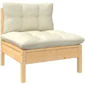 vidaXL Canapé de jardin central avec coussins en pin massif crème