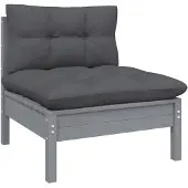 vidaXL Canapé de jardin central avec coussins Anthracite Gris Pin massif