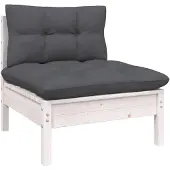 vidaXL Canapé de jardin central avec coussins Blanc Pin massif