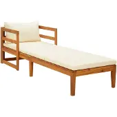 vidaXL Bain de soleil avec coussins blanc crème Bois massif Acacia