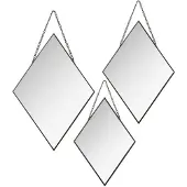 Atmosphera Lot de 3 Miroirs losanges en métal noir