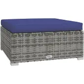 vidaXL Tabouret de jardin avec coussin Gris 70x70x30 cm Poly rotin