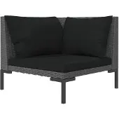 vidaXL Canapé de jardin avec coussins Poly Rattan semi-circulaire