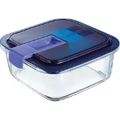 Luminarc Easy Blue Box - Boîte fraîcheur - Carrée - Couvercle bleu - 1,22L - Verre
