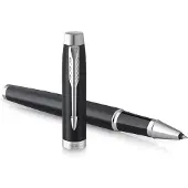 Parker IM stylo roller | noir mat avec finitions chrome | pointe fine | encre noire | coffret cadeau