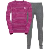 Odlo Ensemble de Sous-Vêtements Odlo Kids Long Active Warm Eco Set Odlo Steel Grey Melange Festival Fuch-Taille 152