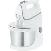 TM Electron TMPBA114 Mixeur à pâte de 450 w avec bol 2,5l de inox, crochet pétrisseur, fouet et couvercle transparent anti-éclaboussures