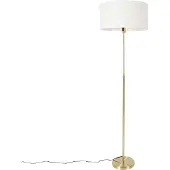 QAZQA Lampadaire réglable doré avec abat-jour blanc 50 cm - Parte