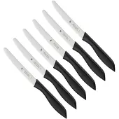 WMF Classic Line Couteau à petit-déjeuner set de 6 pièces, 23 cm, couteau à petits pains à lame crantée, couteau à pain, acier à lame spéciale, manche en plastique, noir 1896499990