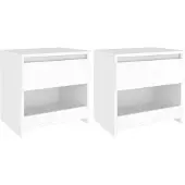 vidaXL Tables de chevet 2 pcs Blanc 40x30x39 cm Bois d'ingénierie