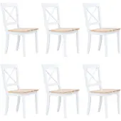 vidaXL Chaises de salle à manger 6 pcs. Blanc Bois d'hévéa clair