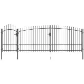 vidaXL Portail de clôture de jardin avec dessus en lance 5x2,25 m Noir